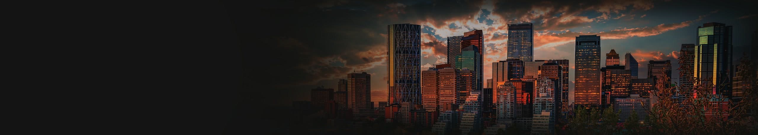 The Calgary skyline at dusk